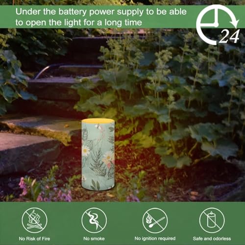 Image of LED Flameless Candles Battery Operated with Remote Timer 5.9'' Tealight Realistic Electric Candle Pillar Lights 12 Color Changing for Indoor Outdoor Home Decor, Daisy Leaf Butterfly Bee
