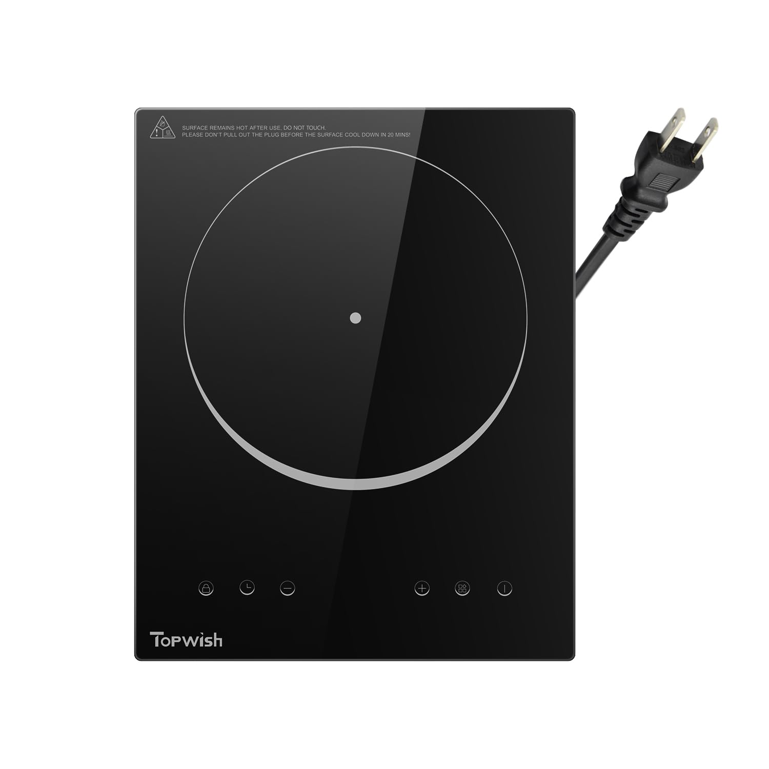 Induction Cooktop, Portable Hot Plate Electric Induction Burner, 10 Temp Levels up to 464°F, 120V Plug in Single Stove Top Burner with Kids Lock & Timer for Home Outdoor Cooking, 1600W