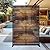 FENCY Metal Privacy Screen Outdoor Privacy Screen 72" H×47" W Vintage Wood Color Patio Privacy Screen, Freestanding Decorative Privacy Screen for Deck Balcony Patio