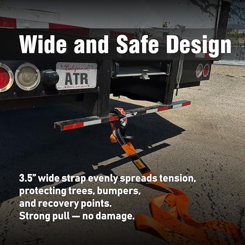 Image of Recovery Tow Strap 3.5 x 20 ft, 36,000 lb for Off-Road Recovery | 36,000 lb heavy-duty tow strap for trucks, SUVs and UTVs; reinforced loops, abrasion resistance and storage bag included