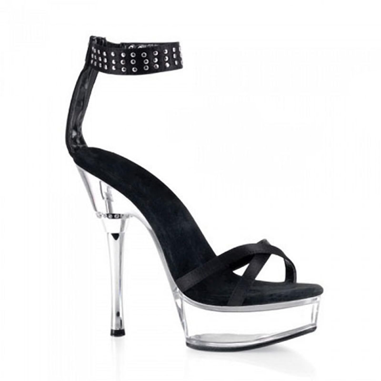 Tacones de Aguja de Plataforma Transparente para Mujer Correa de Tobillo con Punta Abierta Sandalias de tacón Sexy para Vestido de Fiesta de Boda