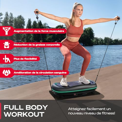 SPORTSTECH VP500 - Plateforme Vibrante pour Fitness à la Maison, Inclut Plaque Vibrante, Power Ropes, Poignées - Haut-Parleurs Intégrés pour Musique, Technologie Oscillante 4D – vue 2