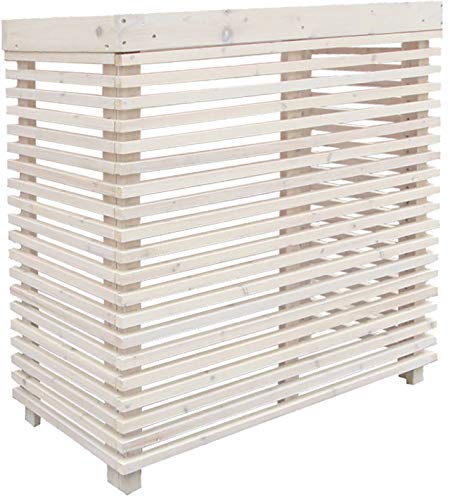 ガーデンガーデン モダンエアコン室外機カバー ウォッシュホワイト 横型 幅93.5cm×高さ90cm×奥行42.5cm 杉天然木 MAC-935BS-WH