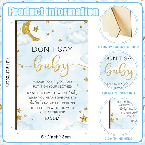 Image of Patelai 321 Pcs over The Moon Baby Shower Games Don't Say Baby Bingo Decor