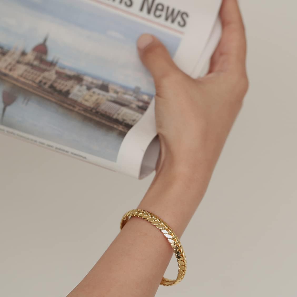 PEARLADA 18k Gold Plated Cuff Bracelet for Women, Chunky Open Bangle Adjustable Bracelet, Trendy Statement Jewelry - Image 5