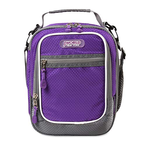 J World New York Cara Insulated Lunch Bag â Nylon Ripstop Lunch Box for Kids and Adults â Inside Mesh Divider and Bottle Side Pocket âFront Cutlery Pocket â Ideal for School, Traveling, Office(ORCHID)