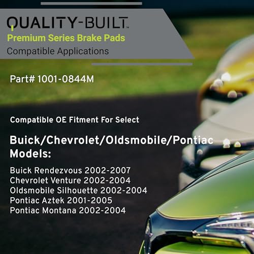 Image of QUALITY-BUILT Front Semi-Metallic Brake Pads, Premium 1001-0844M, Compatible with 2001-2007 Buick /Chevrolet /Oldsmobile /Pontiac (Aztek,Montana,Rendezvous,Silhouette,Venture)