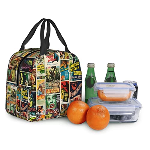 Classic Horror Movie Lunch Bag For Women Men Reusable Insulated Cooler Lunch Box For Kids Adult - Leakproof Thermal Lunch Tote Bag For Work School Picnic Beach Office #TOP5