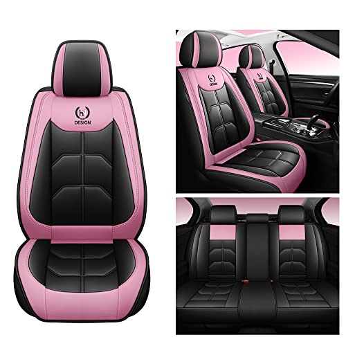 Nypklo02 Car Seat Covers Automotive Vehicle Cushion Cover For 5 Passenger Cars & Suv Universal Fit Set For Auto Interior Accessories Ttrucks Airbags Compatible With Synthetic (Black And Pink) #TOP2