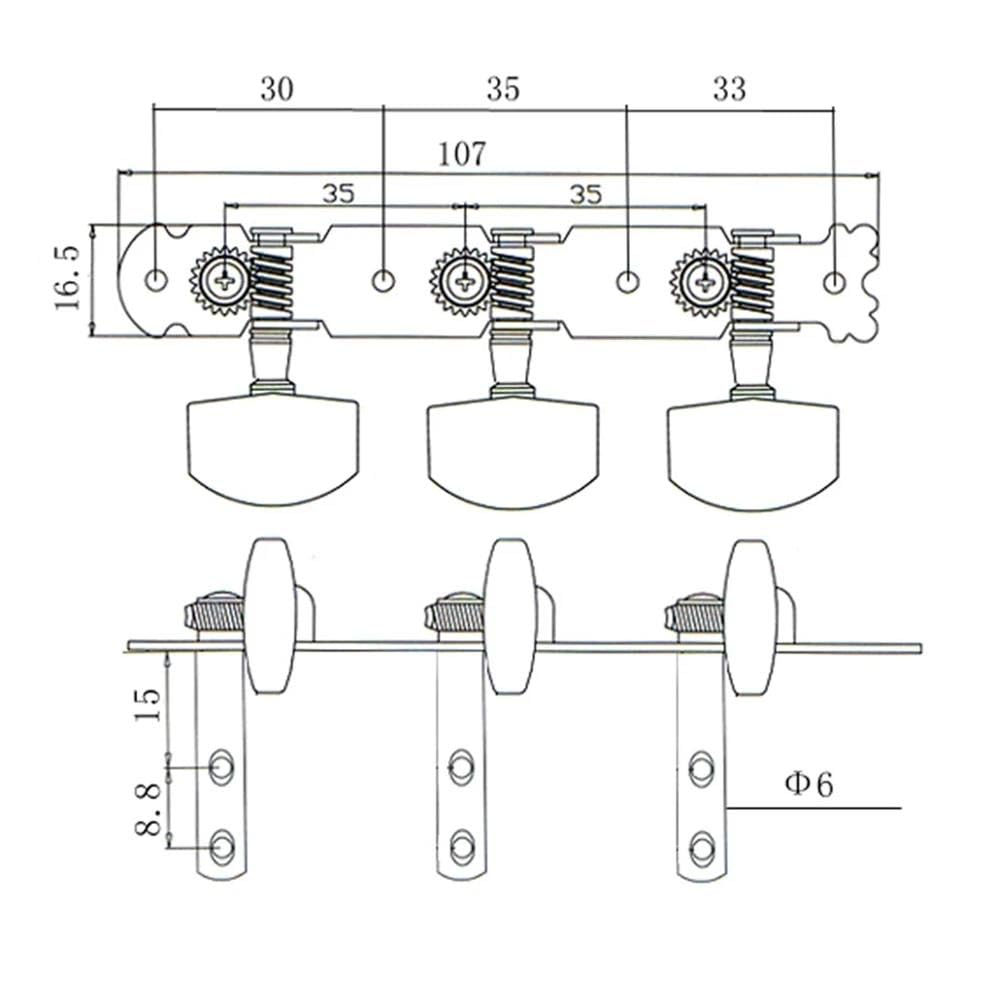 3L3R - Instrumento de cuerda de metal para guitarra clásica, clavija de afinación, piezas de repuesto