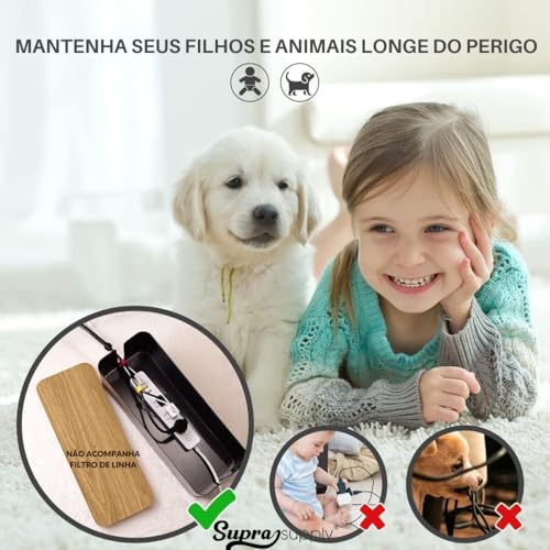 Caixa de Esconder Fios e Cabos Tomadas Fontes Armazenamento de Fios Ambiente Clean Protege Pets e Cr