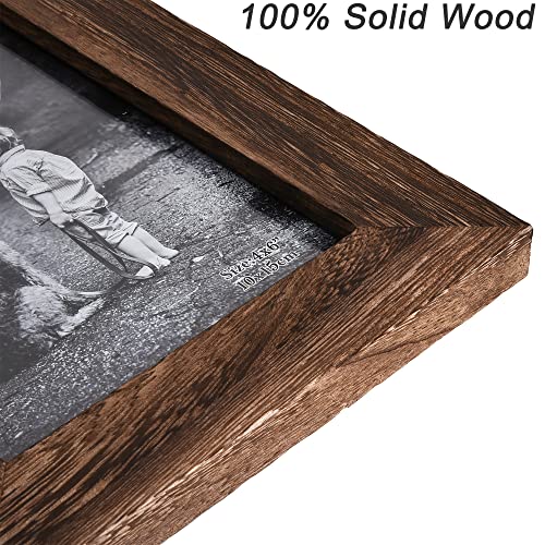 Yaetm-4X6 Picture Frame Set Of 2, Natural Solid Wood Distressed Photo Frame, Display On Tabletop And Wall, High Definition Real Glass, Carbonized Black (2 Pack) #TOP2