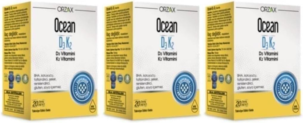 Orzax Ocean D3K2 Damla, 20 ml, 3l  Set, Vitamin Takviyesi TYBBEXU5UWOUOP4323
