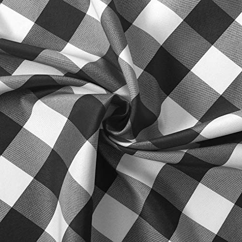 Hiasan Buffalo Check Tie Up Curtains For Windows, 42 X 63 Inches - Rod Pocket Semi Sheer Light Filtering Balloon Curtain For Kitchen/Farmhouse, Black And White, 1 Panel #TOP2