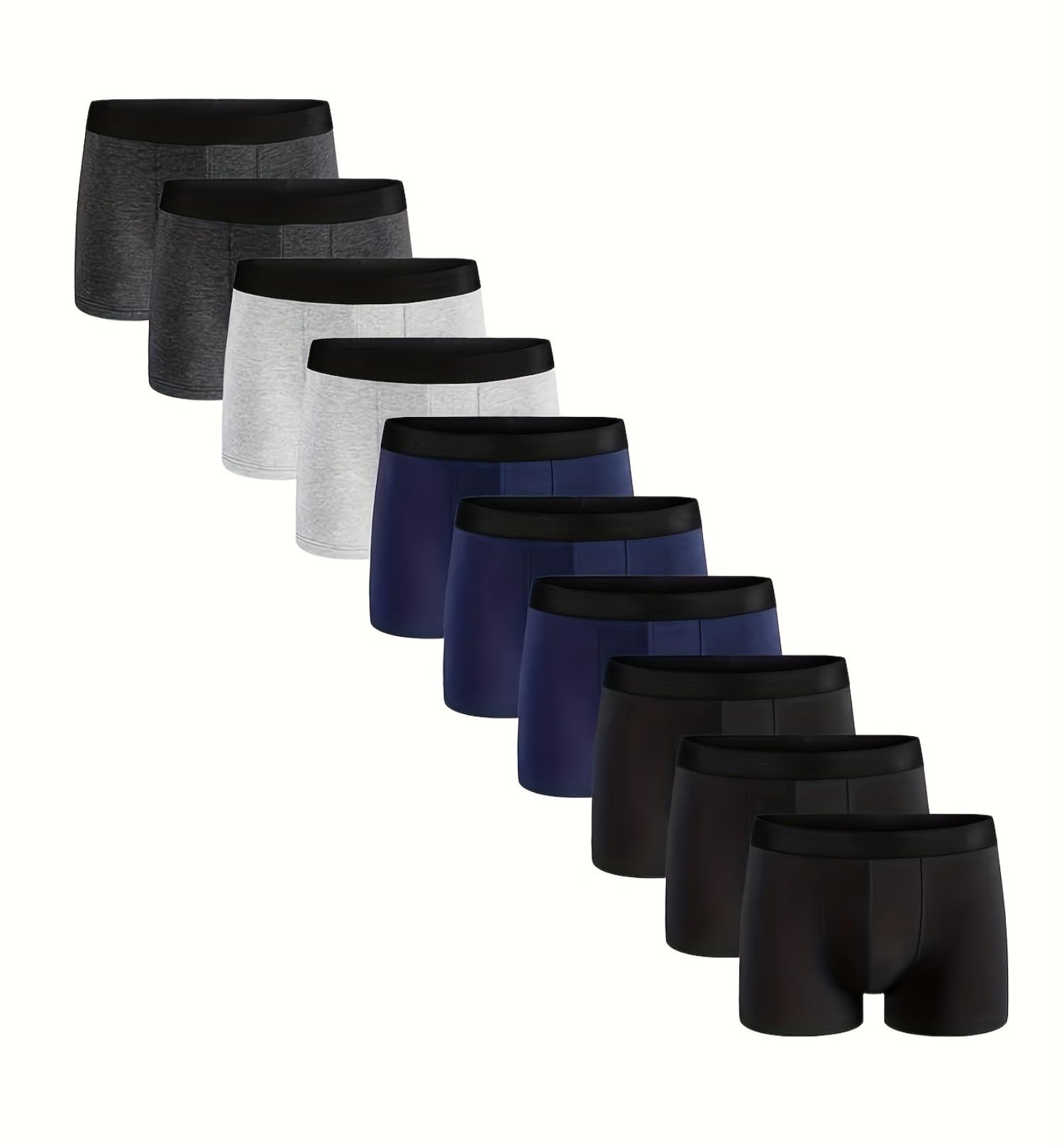 Mens Boxer Briefs 10 Pack Breathable Soft Moisture-Wicking Quick-Dry Underwear