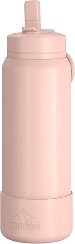 Hydrapeak Botella de agua deportiva de 26 onzas con aislamiento y tapa con popote o para beber, a prueba de fugas y derrames, mantiene las bebidas