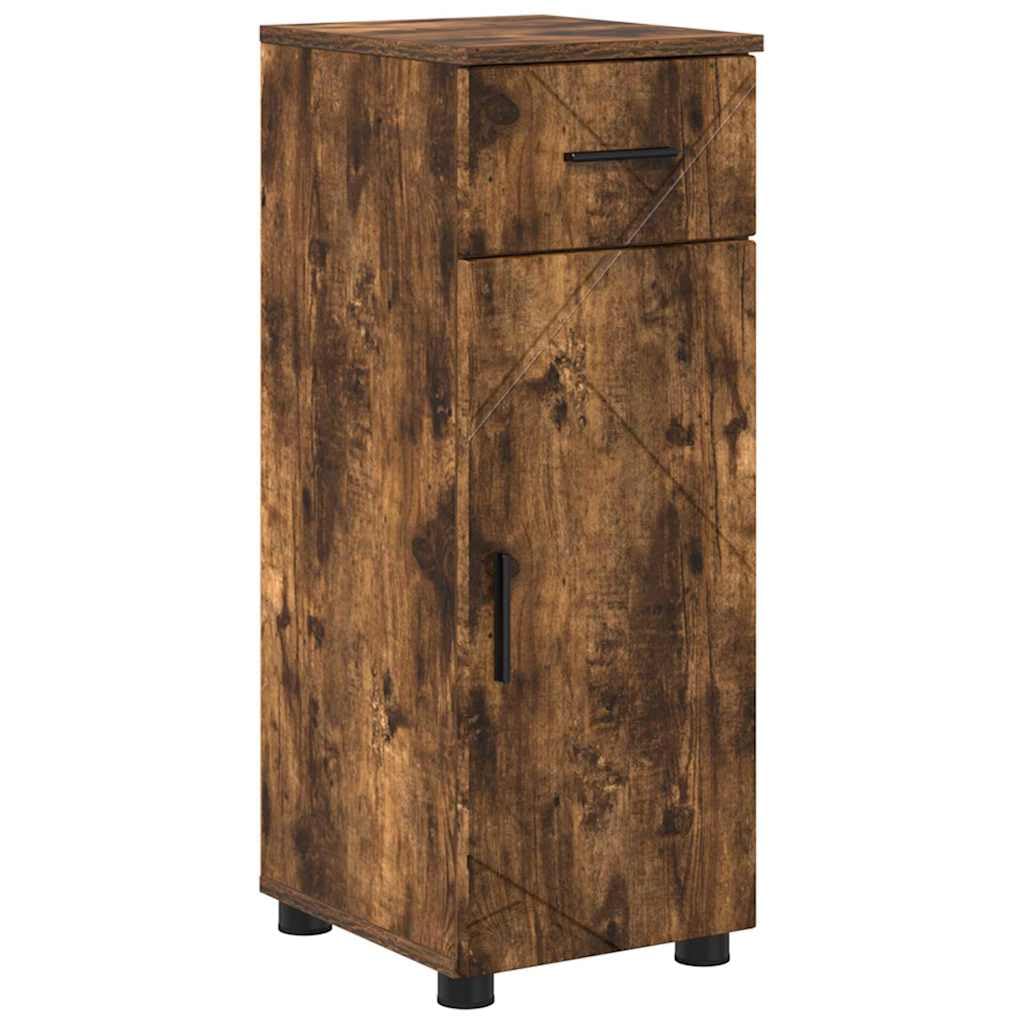 Mueble de baño estrecho de madera y metal para maximizar el espacio de guardado