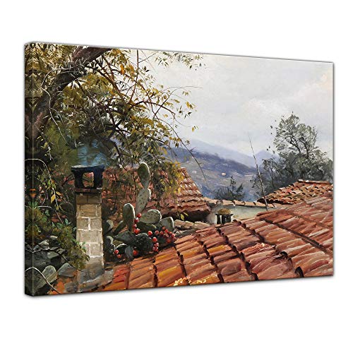 Tableau sur toile cactus fleuri style ancien maître déco murale
