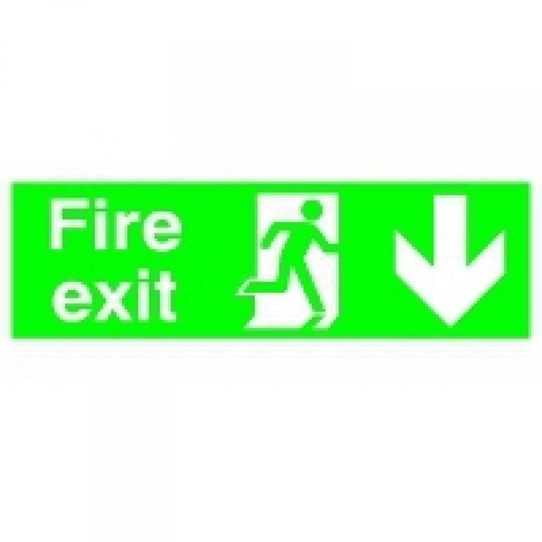 Safety Sign Niteglo Fire Exit Running Man Arrow Down in PVC, 150mm x 450mm