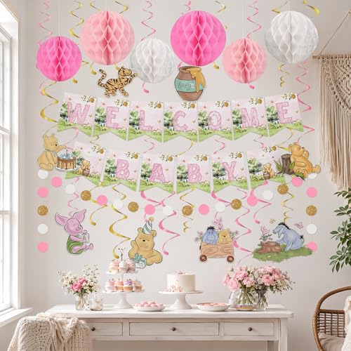 Fournitures de décoration de fête d'anniversaire bébé rose - 6