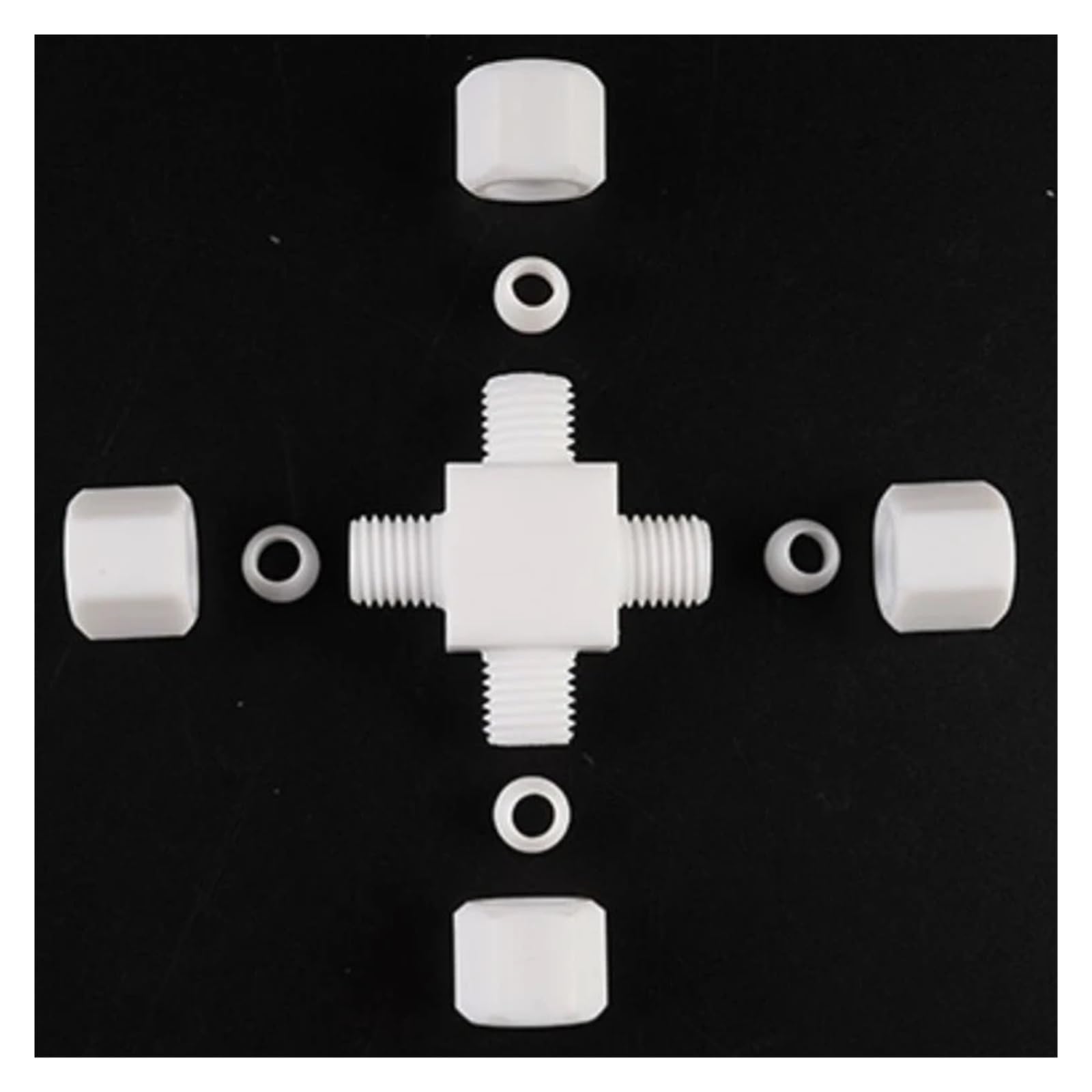Raccord de compression for tube de 1/8" 1/4" 3/8" 1/2" 1" OD, croix 4 voies, 3 4 6 8 10 12 mm, raccord de tuyau, adaptateur de connecteur(4mm)