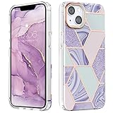 La funda de mármol con purpurina para iPhone 14 Plus con líneas doradas de moda y bonito patrón geométrico, hace que tu nuevo iPhone ea elegante y llamativo.