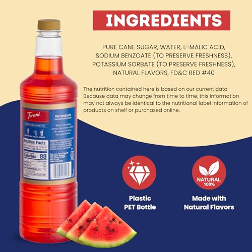 Image of Torani Watermelon Syrup 1L with Pump - Cocktails & Mocktails