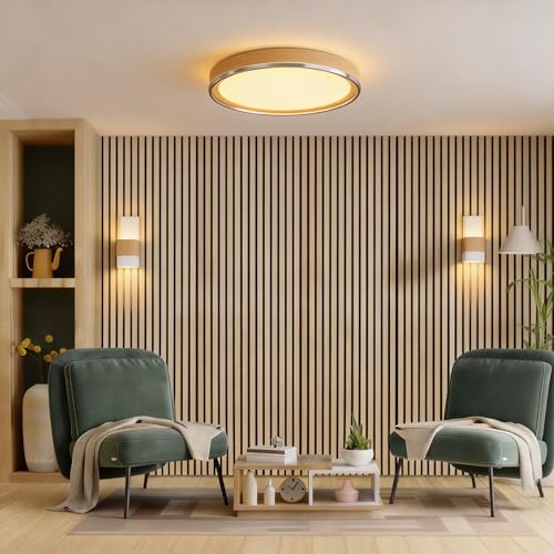 Jayseuw Lot de 3 panneaux acoustiques - 120 x 60 cm - Panneaux muraux de qualité supérieure - En bois et feutre - Insonorisation - Aspect bois brut - Revêtement mural pour studio et maison - Grande