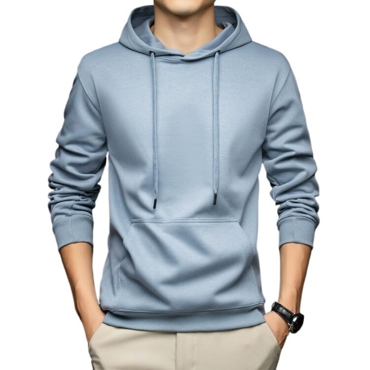 Men's Hoodie with Pockets, Solid Color, Casual Sweatshirt, Warm Top