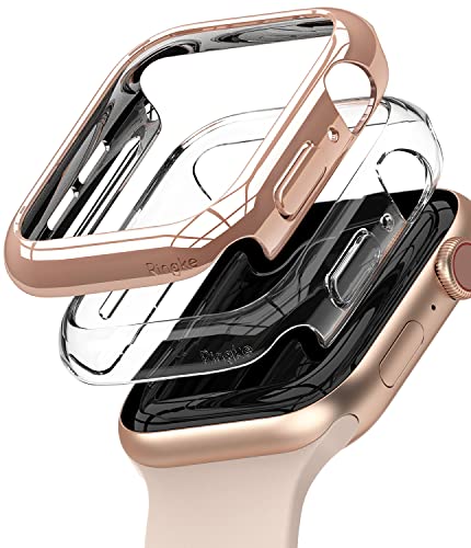 Ringke Slim 44mm Clear & Chrome Rose Gold Case