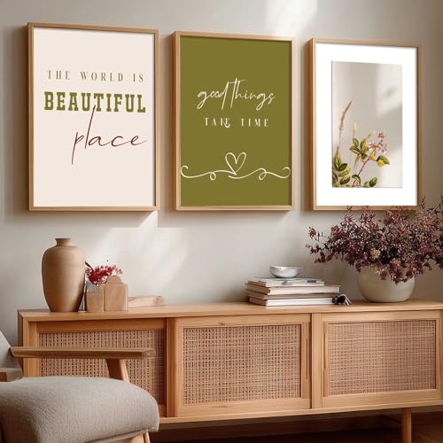 Image of HOTHOUSE Decorative Abstract Wall Art Home Decor Modern Painting poster With Frame For Living Room Bed Room Hotel Wall Decor Digital Reprint Set of 3 (13X17 inch)