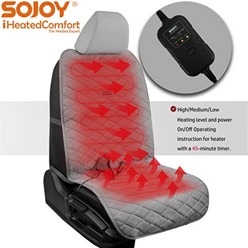 Sojoy Universal 12V Heated Car Seat/Cushion Warmer High/Low, 45 Mins Automatically Turn-Off Timer (G - //coolthings.us