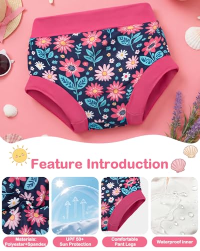 Image of ALVABABY 3 Pack Reusable Baby Girls Swim Diapers UPF 50+ Washable Toddler Beach Diapers