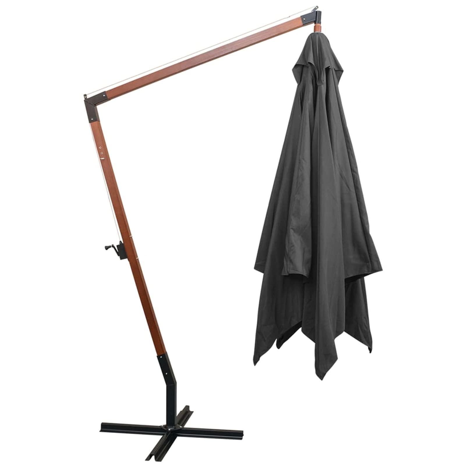 Homgoday Sombrilla jardín Colgante con Palo Madera Abeto Antracita 3x3 m Sombrilla de Jardín,Protección UV Sombrilla Jardín Grande Orientable Jardín Parasol Balcón