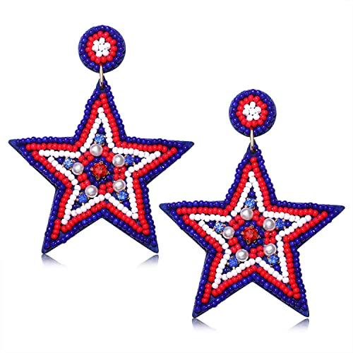 American-Flag-Earrings-4th-of-July-Earrings-for-Women-Beaded-Heart-Star-Flag-Dangle-Drop-Earrings-Handmade-Independence-Day-Patriotic-Earrings-Holiday-Gifts