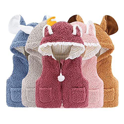 Toddler Boys Girls Sleeveless Winter Warm Outwear Vest Jacket Coat Bear Ears Solid Color Little Girls