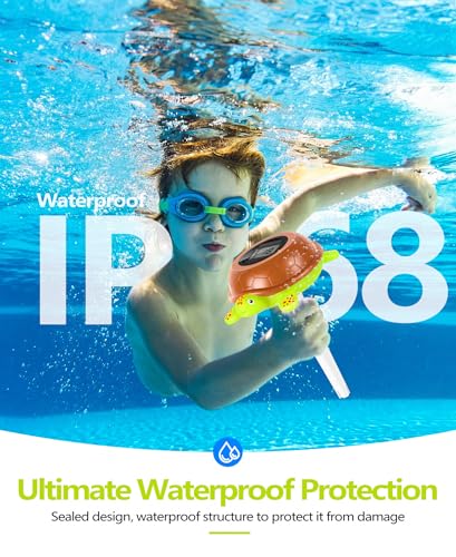 PoolLeader 2026 Solar Digital Pool Thermometer with Rope | Backlit LCD Display for Easy Read at Night | ±0.5℉ High Accuracy, 10s Fast Response | Turtle Pool Temperature Thermometer for Hot Tub, Spa