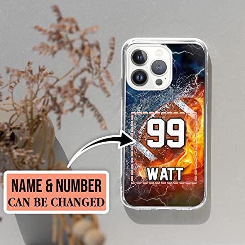 Somlatic Personalized Football Phone Case Custom Name & Number Ball Cases Gifts For Players Coach Fan Football Lovers Compatible With Iphone 14 13 12 11 Pro Max Mini X Xs Xr #TOP1