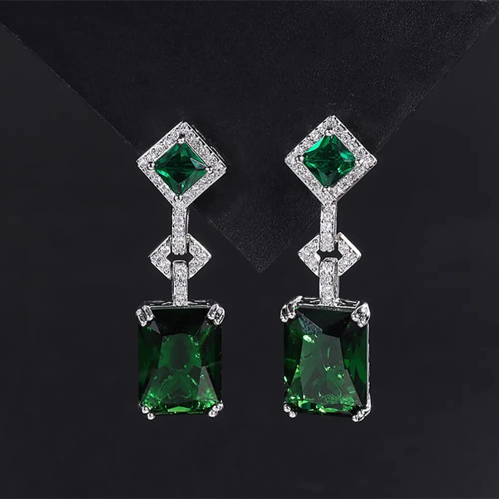 Pendientes Colgantes de Piedra Preciosa Esmeralda para Conjuntos de joyería de Boda de Mujer