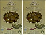 Olive’s Earth Griechische Grüne Chalkidiki Oliven ohne Kern, gefüllt mit Roter Paprika – 4 x 200 g (800 g) – Aromatisch & Knackig – 100% Natürlich, Vegan & Ohne Konservierungsstoffe (Packung mit 2)