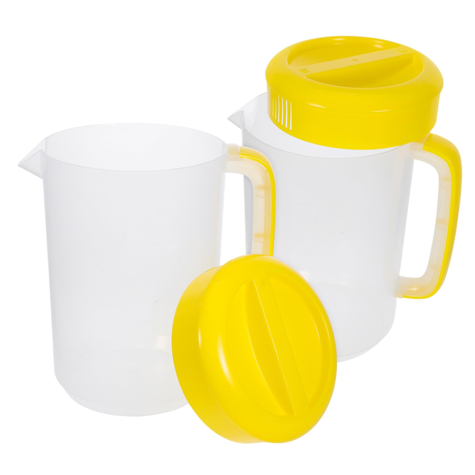 Alipis Jarra de Agua de Plástico Amarillo con Tapa, Gran Capacidad y Marcas de Medición, Ligera para Camping y Almacenamiento en Nevera, Paquete de 2 Unidades