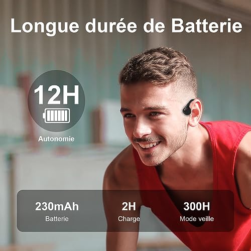 Casque conduction osseuse Bluetooth 5.3 écouteur d'oreille libre étanche IPX5