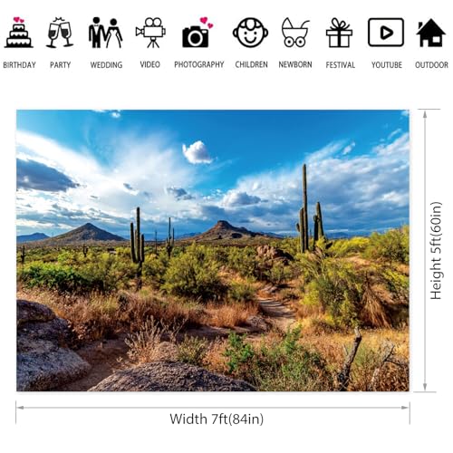 Fondo fotográfico cactus desierto 7x5ft con plantas y dunas miniatura 3