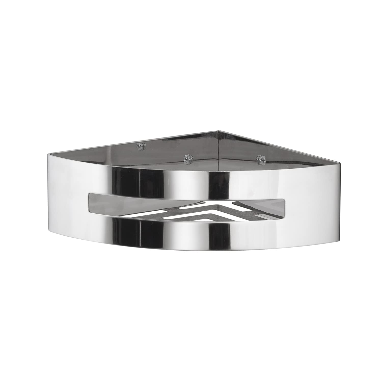 Gedy | Poseidon Portaoggetti Doccia Angolare Cromato in Acciaio, Dimensioni 7,2 x 24 x 12,3 cm e Peso 0,815 kg