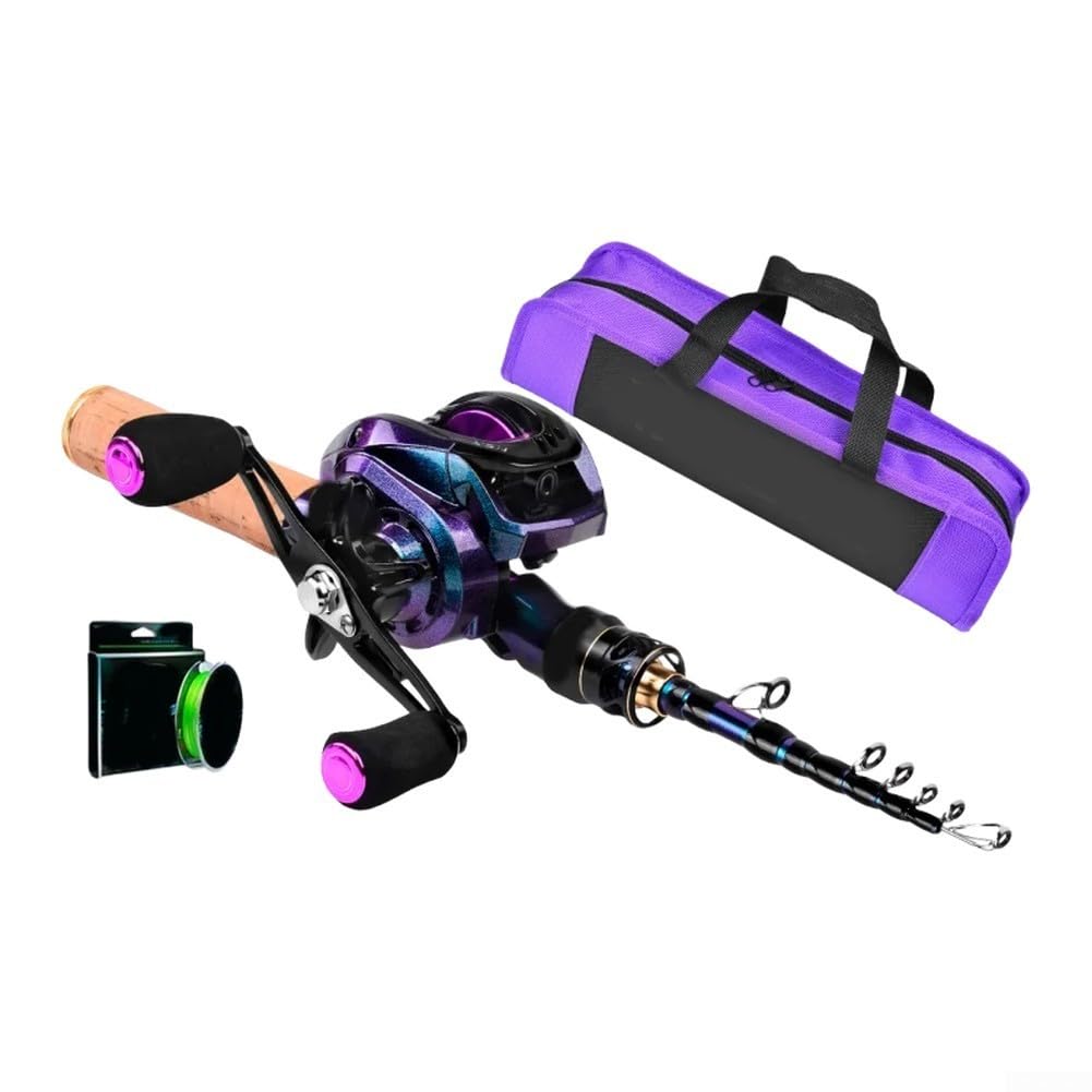 Caña de pescar telescópica y carrete para combo, cebo o señuelo, traje de pesca con fibra de carbono en blanco, equipo de pesca de agua salada para principiantes para barco de mar, surf casting