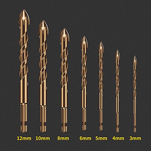 lifcasual Conjunto de brocas de 7 peças de metal duro com haste hexagonal para vidro, telha cerâmica