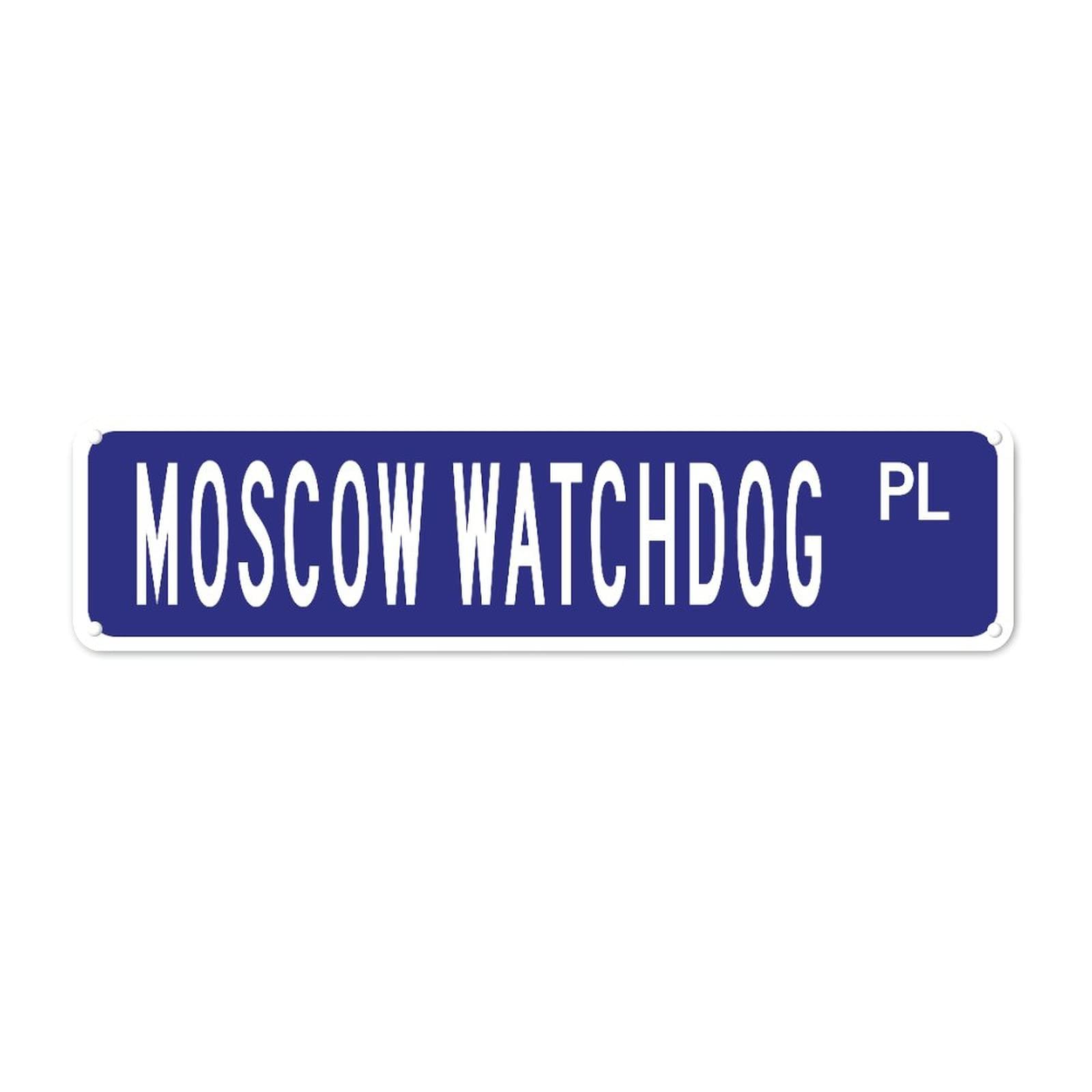 Moscow Watch Dog PL Retro Tin Signs Aluminum Metal Sign Plaque for Home Bedroom Garden Wall Living Room Outdoor Pub Club Decor 4x16 Inch