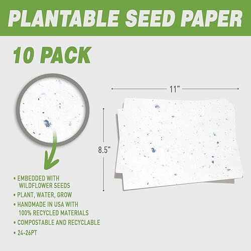 Miniatura 2 de Green Field - Papel de semillas para manualidades, papel de arte plantable sostenible sin árboles de flores silvestres para bodas, cumpleaños,