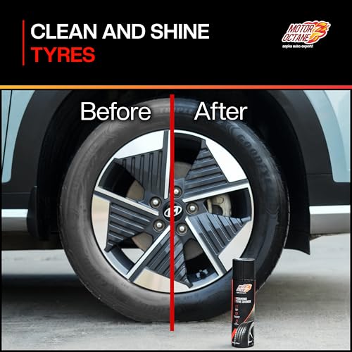 Image of Foaming Tyre Shiner | 250ml (265g) | Cleans Dirt Instantly & Restores Showroom-Like Wet Black Finish | Prevents Fading & Cracking | Easy Spray Application.