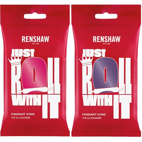 Renshaw Just Roll With It Fondant Icing - Classic Princess Colour Bundle - Fuchsia Pink (250 g) and Deep Purple (250 g)